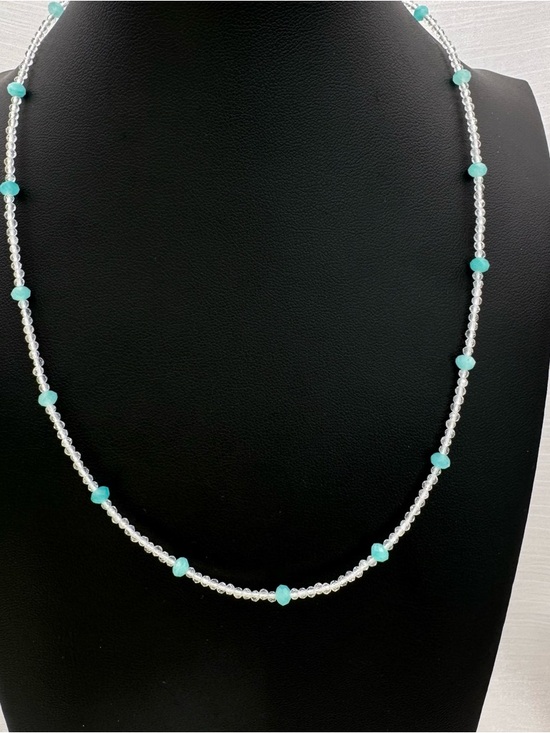 Amazonite & Clear Quartz Beaded Necklace #75 - Picture 3 of 3